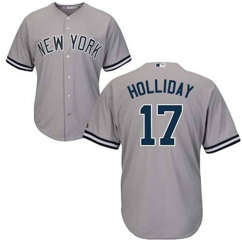 Men's Majestic New York Yankees #17 Matt Holliday Replica Grey Road MLB Jersey