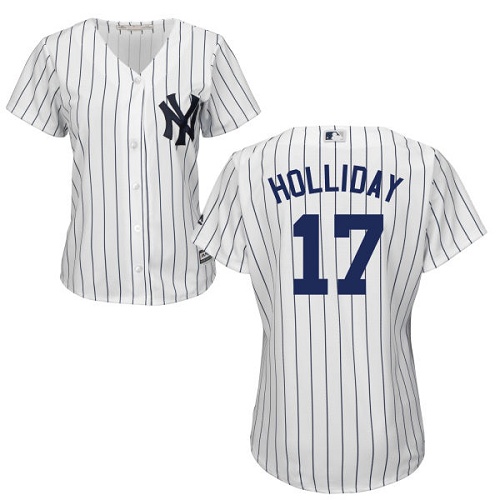 Women's Majestic New York Yankees #17 Matt Holliday Authentic White Home MLB Jersey