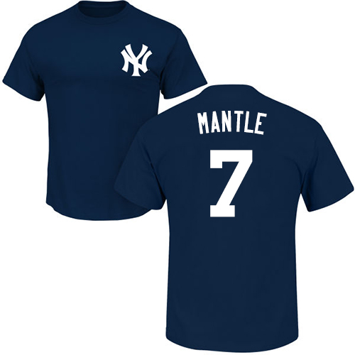 MLB Nike New York Yankees #7 Mickey Mantle Navy Blue Name & Number T-Shirt