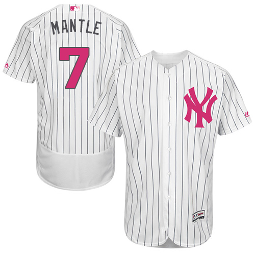 Men's Majestic New York Yankees #7 Mickey Mantle Authentic White 2016 Mother's Day Fashion Flex Base MLB Jersey