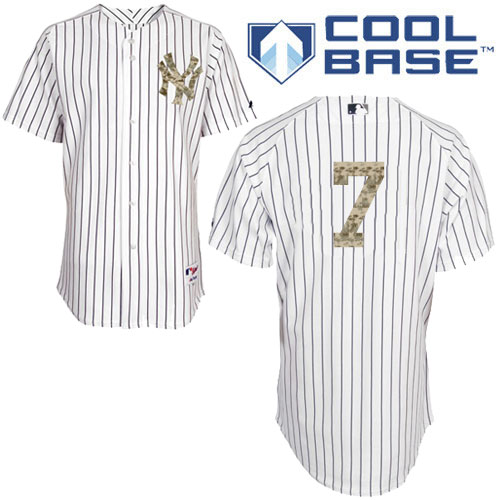 Men's Majestic New York Yankees #7 Mickey Mantle Authentic White USMC Cool Base MLB Jersey