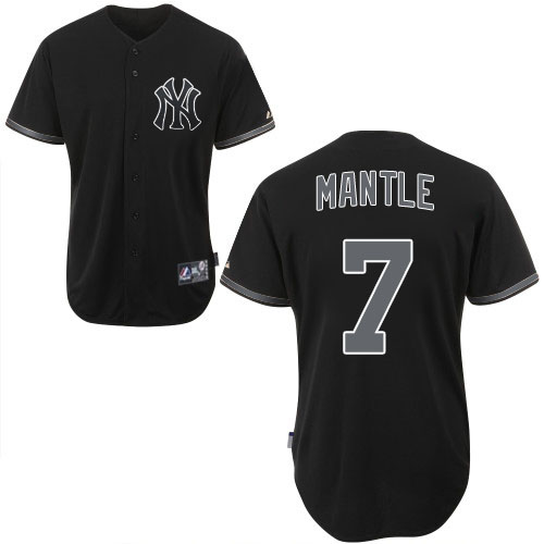 Men's Majestic New York Yankees #7 Mickey Mantle Replica Black Fashion MLB Jersey
