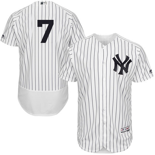 Men's Majestic New York Yankees #7 Mickey Mantle White Home Flex Base Authentic Collection MLB Jersey