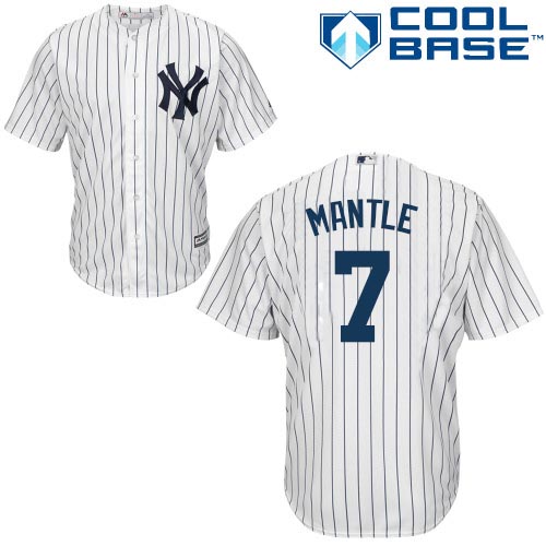 Youth Majestic New York Yankees #7 Mickey Mantle Authentic White Home MLB Jersey