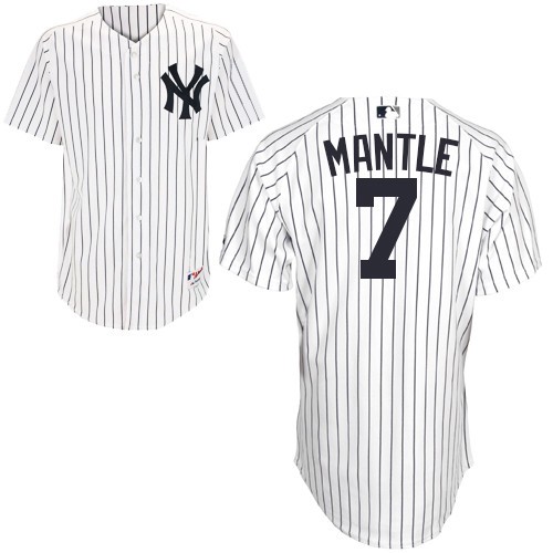 Youth Majestic New York Yankees #7 Mickey Mantle Replica White Name Back MLB Jersey