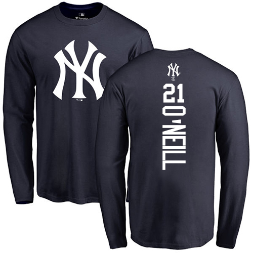 MLB Nike New York Yankees #21 Paul O'Neill Navy Blue Backer Long Sleeve T-Shirt