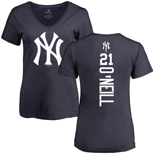 MLB Women's Nike New York Yankees #21 Paul O'Neill Navy Blue Backer T-Shirt