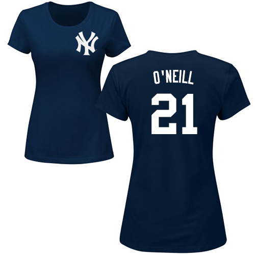 MLB Women's Nike New York Yankees #21 Paul O'Neill Navy Blue Name & Number T-Shirt