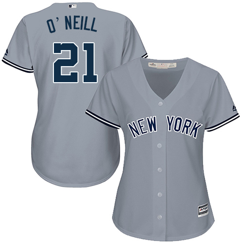 Women's Majestic New York Yankees #21 Paul O'Neill Authentic Grey Road MLB Jersey