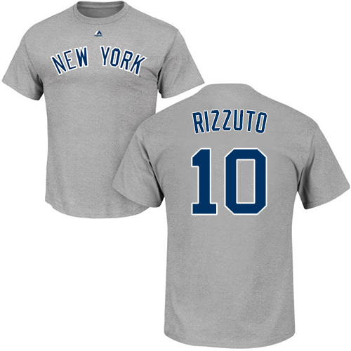 MLB Nike New York Yankees #10 Phil Rizzuto Gray Name & Number T-Shirt