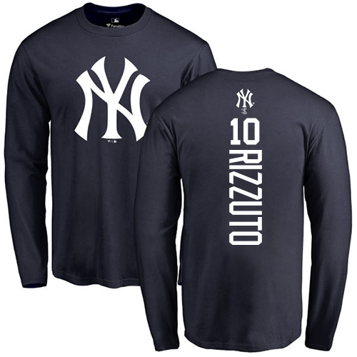 MLB Nike New York Yankees #10 Phil Rizzuto Navy Blue Backer Long Sleeve T-Shirt