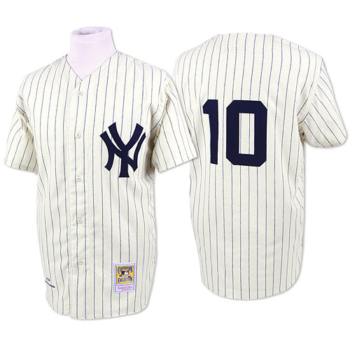 Men's Mitchell and Ness New York Yankees #10 Phil Rizzuto Authentic White Throwback MLB Jersey