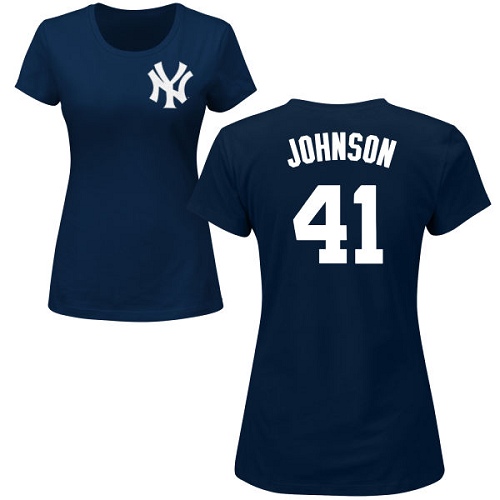MLB Women's Nike New York Yankees #41 Randy Johnson Navy Blue Name & Number T-Shirt