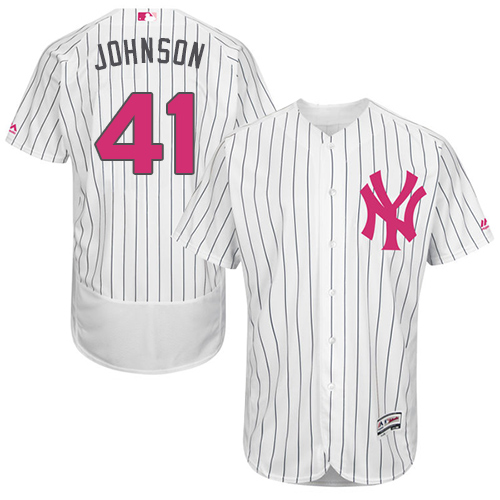 Men's Majestic New York Yankees #41 Randy Johnson Authentic White 2016 Mother's Day Fashion Flex Base MLB Jersey