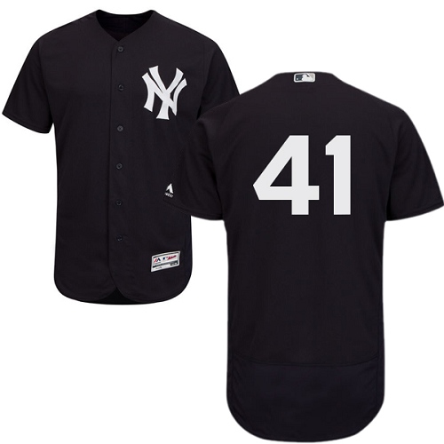 Men's Majestic New York Yankees #41 Randy Johnson Navy Blue Alternate Flex Base Authentic Collection MLB Jersey