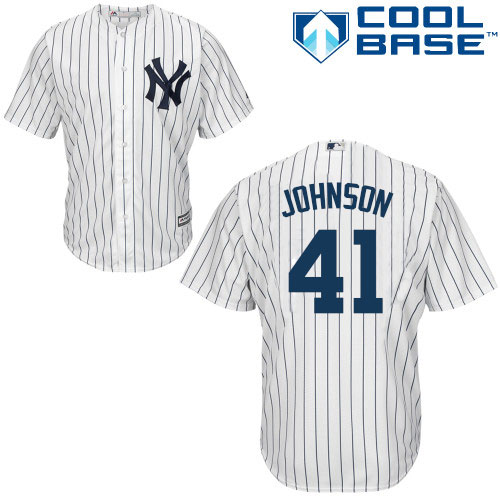 Youth Majestic New York Yankees #41 Randy Johnson Authentic White Home MLB Jersey