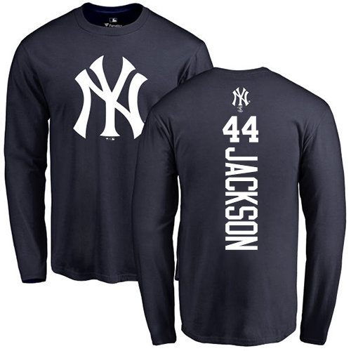 MLB Nike New York Yankees #44 Reggie Jackson Navy Blue Backer Long Sleeve T-Shirt