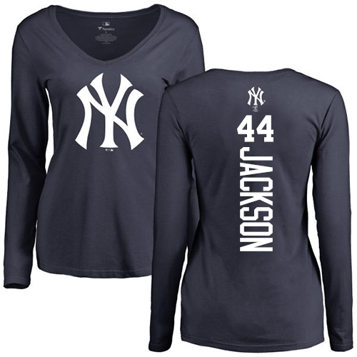MLB Women's Nike New York Yankees #44 Reggie Jackson Navy Blue Backer Long Sleeve T-Shirt