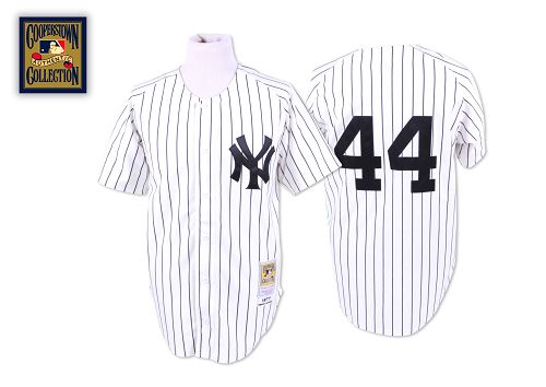Men's Mitchell and Ness New York Yankees #44 Reggie Jackson Authentic White 1977 Throwback MLB Jersey
