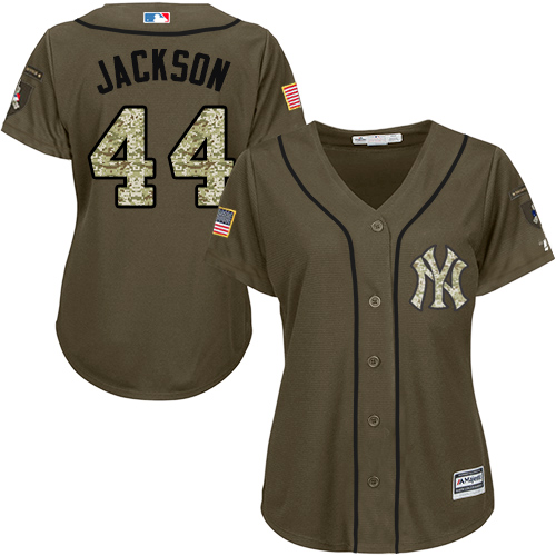 Women's Majestic New York Yankees #44 Reggie Jackson Authentic Green Salute to Service MLB Jersey