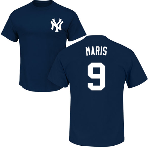 MLB Nike New York Yankees #9 Roger Maris Navy Blue Name & Number T-Shirt