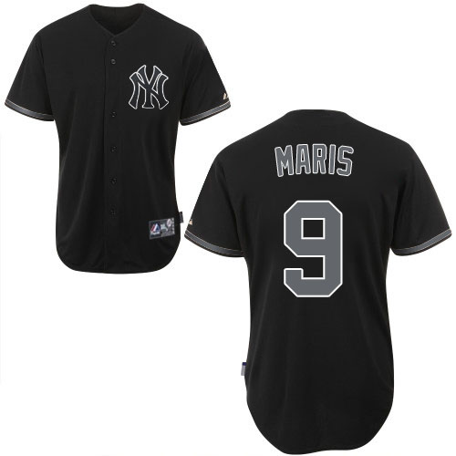 Men's Majestic New York Yankees #9 Roger Maris Authentic Black Fashion MLB Jersey