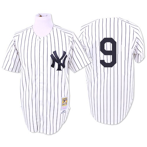 Men's Mitchell and Ness 1961 New York Yankees #9 Roger Maris Authentic White Throwback MLB Jersey