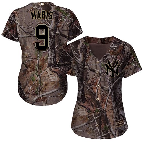 Women's Majestic New York Yankees #9 Roger Maris Authentic Camo Realtree Collection Flex Base MLB Jersey