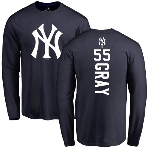 MLB Nike New York Yankees #55 Sonny Gray Navy Blue Backer Long Sleeve T-Shirt