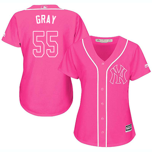 Women's Majestic New York Yankees #55 Sonny Gray Authentic Pink Fashion Cool Base MLB Jersey