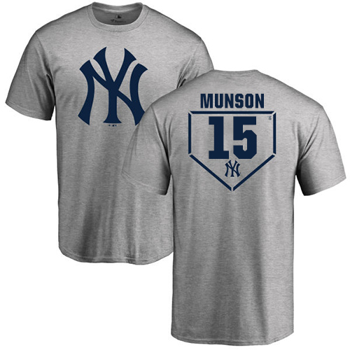 MLB Nike New York Yankees #15 Thurman Munson Gray RBI T-Shirt