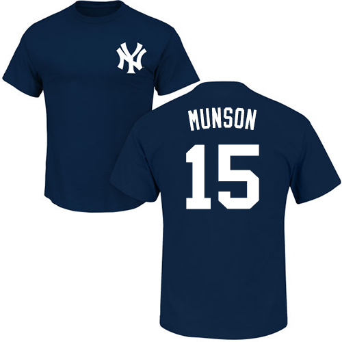 MLB Nike New York Yankees #15 Thurman Munson Navy Blue Name & Number T-Shirt