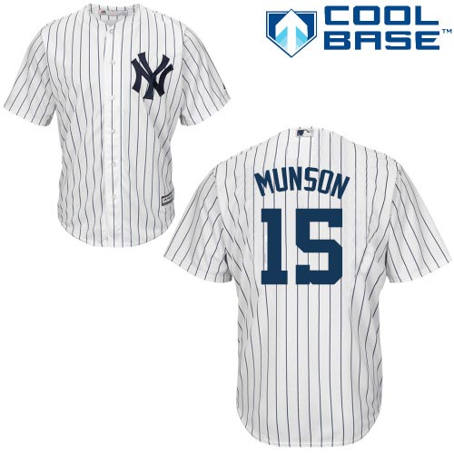 Youth Majestic New York Yankees #15 Thurman Munson Authentic White Home MLB Jersey