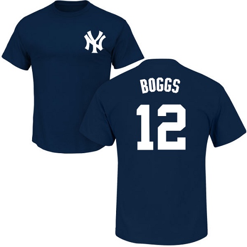MLB Nike New York Yankees #12 Wade Boggs Navy Blue Name & Number T-Shirt