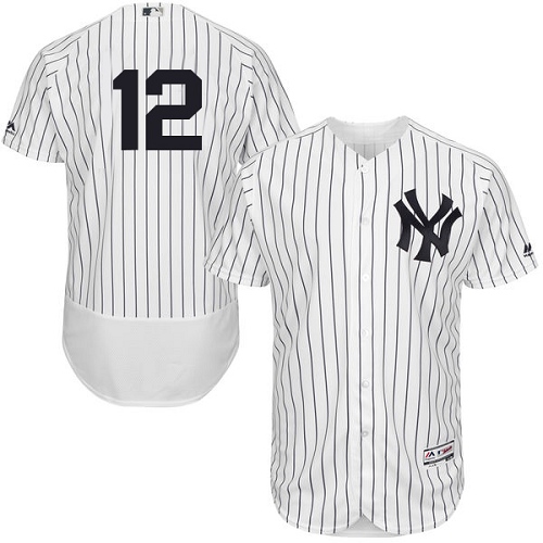 Men's Majestic New York Yankees #12 Wade Boggs White Home Flex Base Authentic Collection MLB Jersey