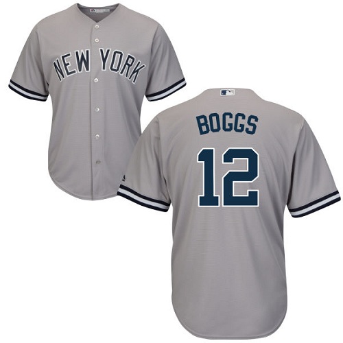 Youth Majestic New York Yankees #12 Wade Boggs Authentic Grey Road MLB Jersey