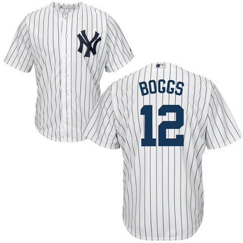 Youth Majestic New York Yankees #12 Wade Boggs Authentic White Home MLB Jersey