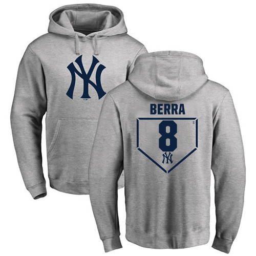 MLB Nike New York Yankees #8 Yogi Berra Gray RBI Pullover Hoodie