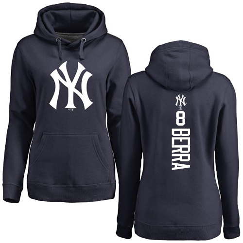 MLB Women's Nike New York Yankees #8 Yogi Berra Navy Blue Backer Pullover Hoodie