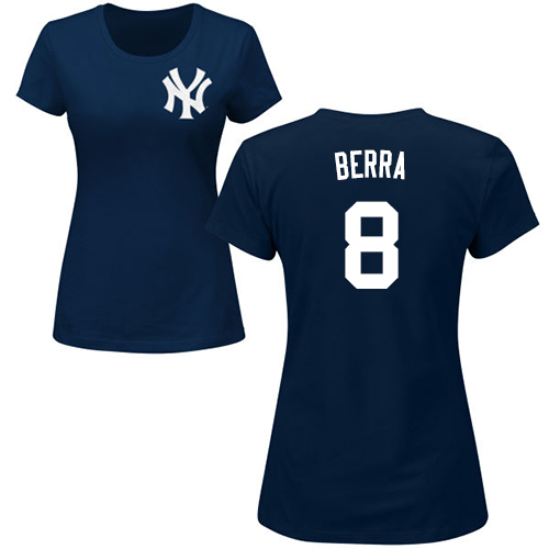 MLB Women's Nike New York Yankees #8 Yogi Berra Navy Blue Name & Number T-Shirt