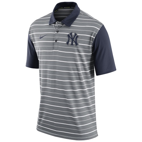 MLB Men's New York Yankees Nike Gray Dri-FIT Stripe Polo