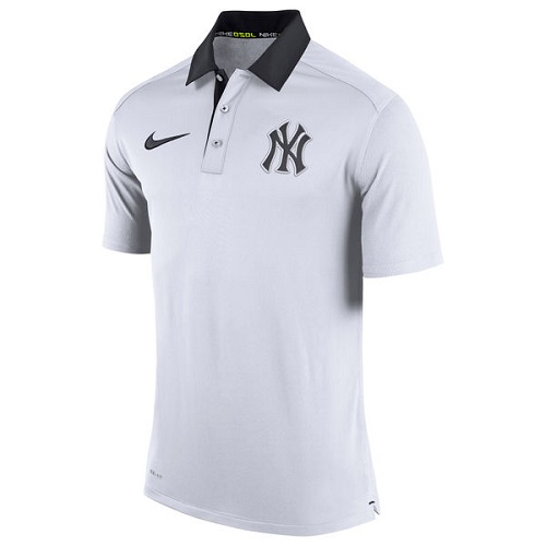 MLB Men's New York Yankees Nike White Authentic Collection Dri-FIT Elite Polo