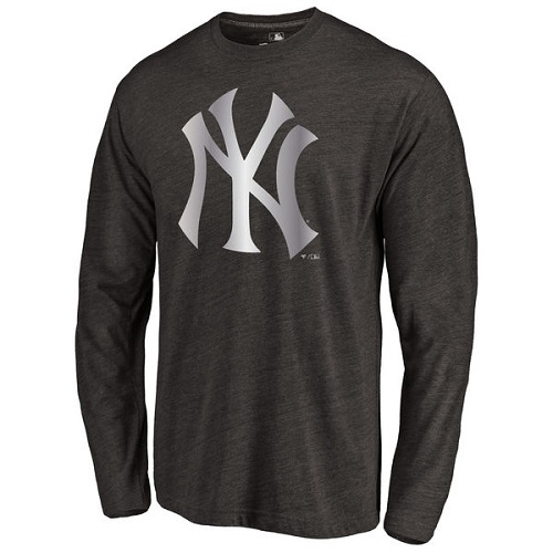 MLB New York Yankees Platinum Collection Long Sleeve Tri-Blend T-Shirt - Black