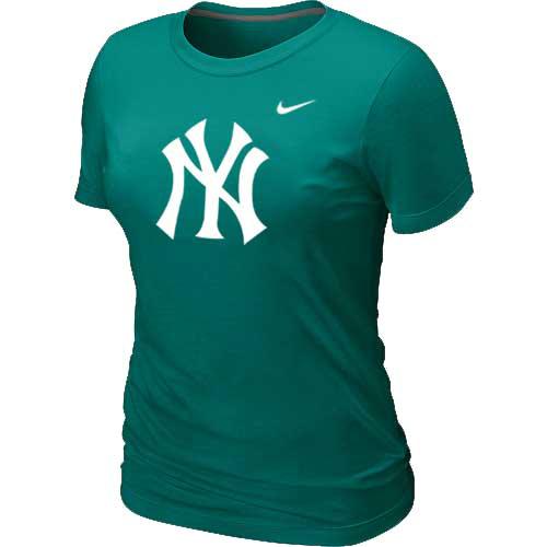 MLB Women's New York Yankees Nike Heathered Blended T-Shirt - Aque Green