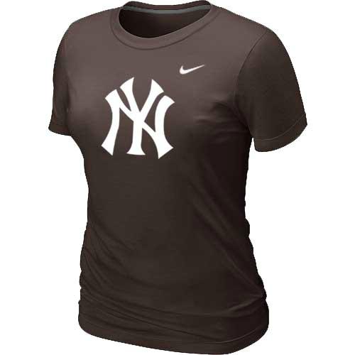 MLB Women's New York Yankees Nike Heathered Blended T-Shirt - Brown